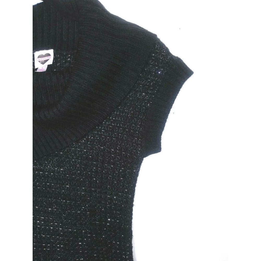 Girls Sweater Dress Cowl neck L (14/15) Black Shimmery Stretchy Envelope neck - Picture 5 of 8